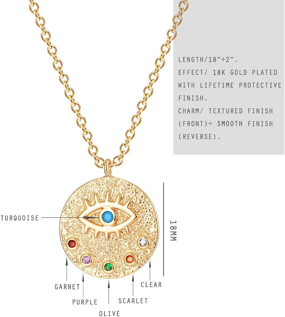 imageMEVECCO Gold Dainty Evil Eye Necklace for Women 18K Gold Plated Cute Delicate Solitaire Cubic Zirconia Boho Protection Evil Eye Minimalist Simple Necklacetextured evil eye