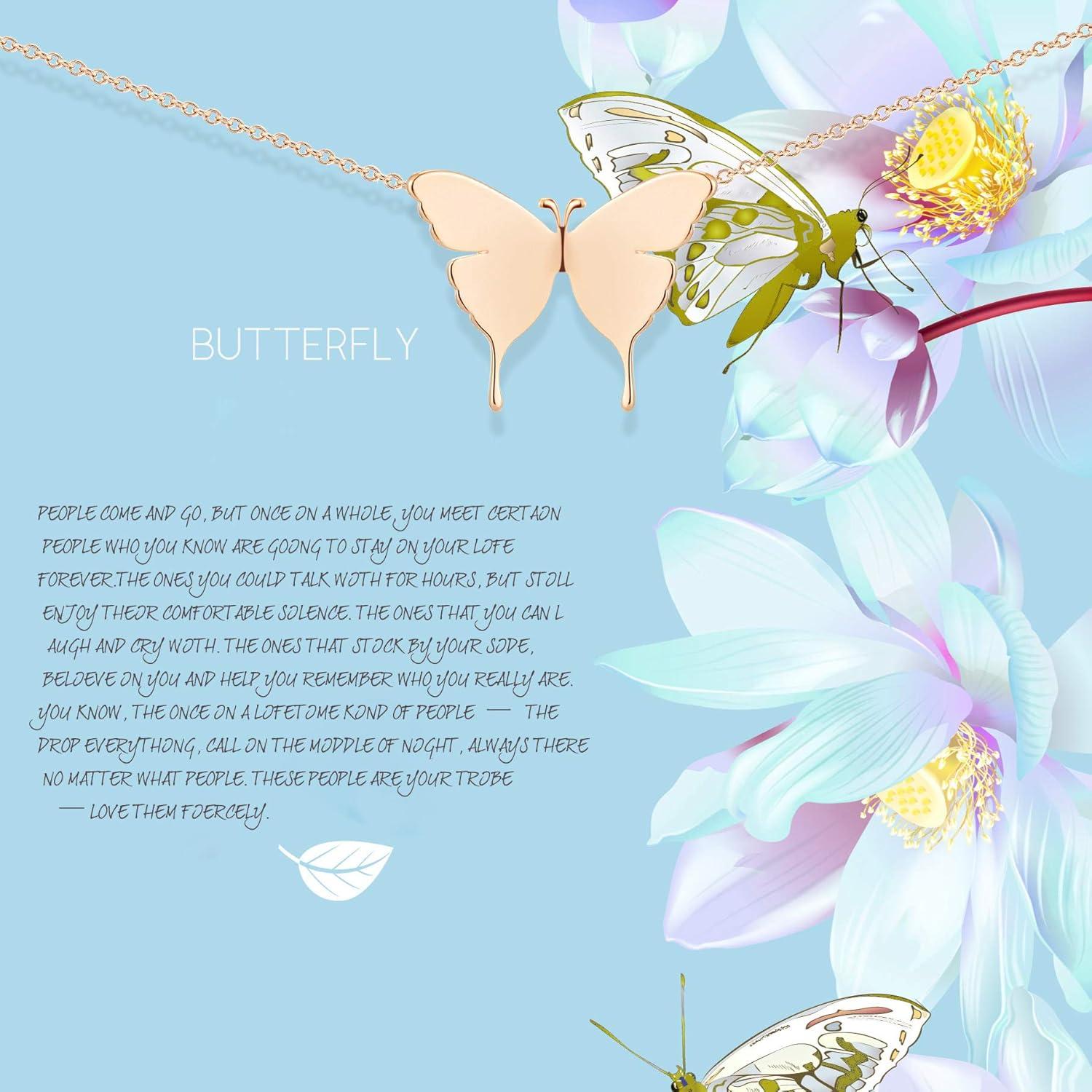 imageMEVECCO Gold Dainty Initial Necklace 18K Gold Plated Butterfly Pendant Name Necklaces Delicate Everyday Necklace for Women Minimalist Personalized JewelryL