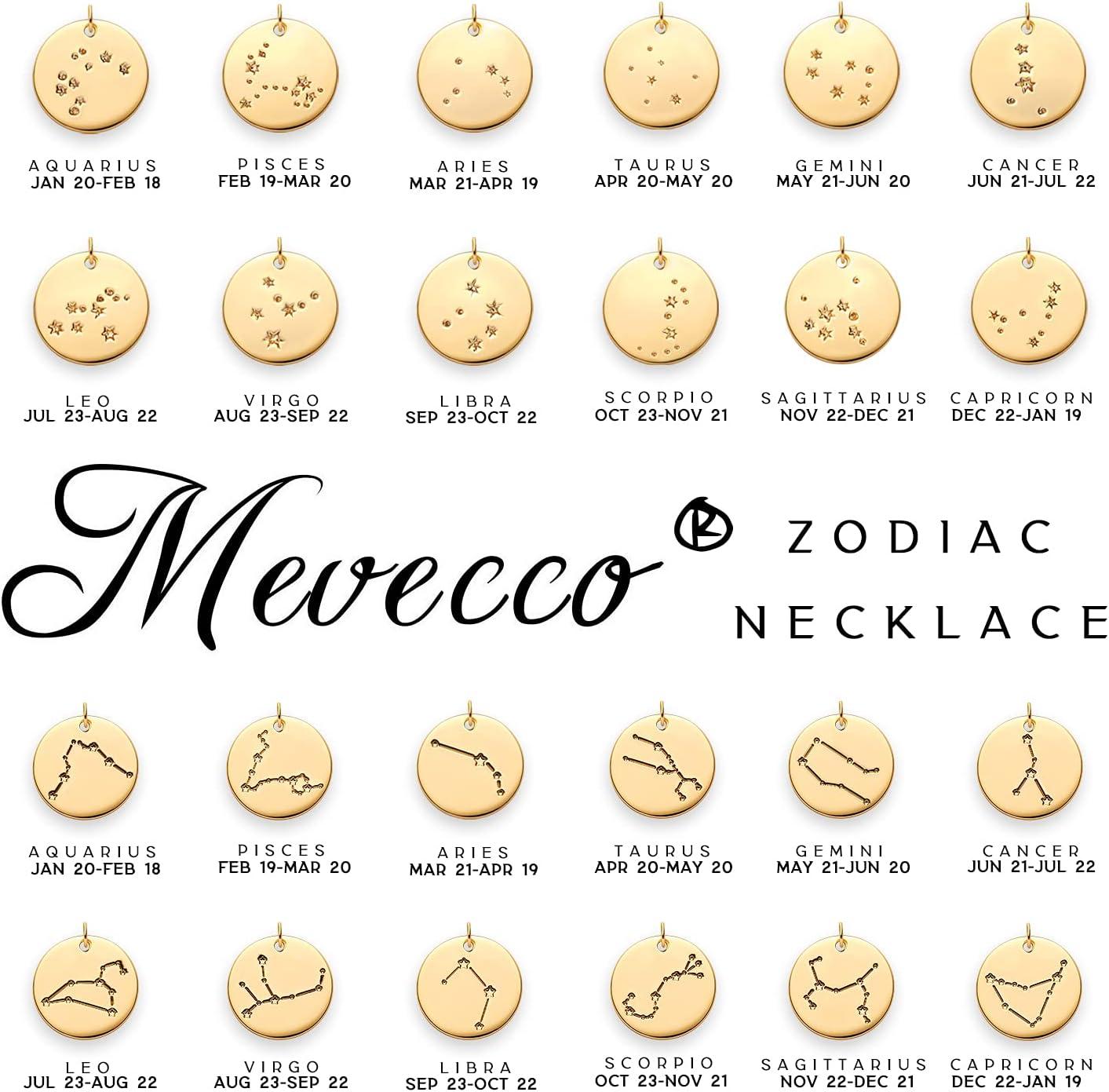 imageMEVECCO Gold Necklace Coin Disc Zodiac 12 Constellation Star Connected Engraved Horoscope Sign Astrology Pendant 18K Gold Plated Chain Dainty Personalized Simple JewelryLibra