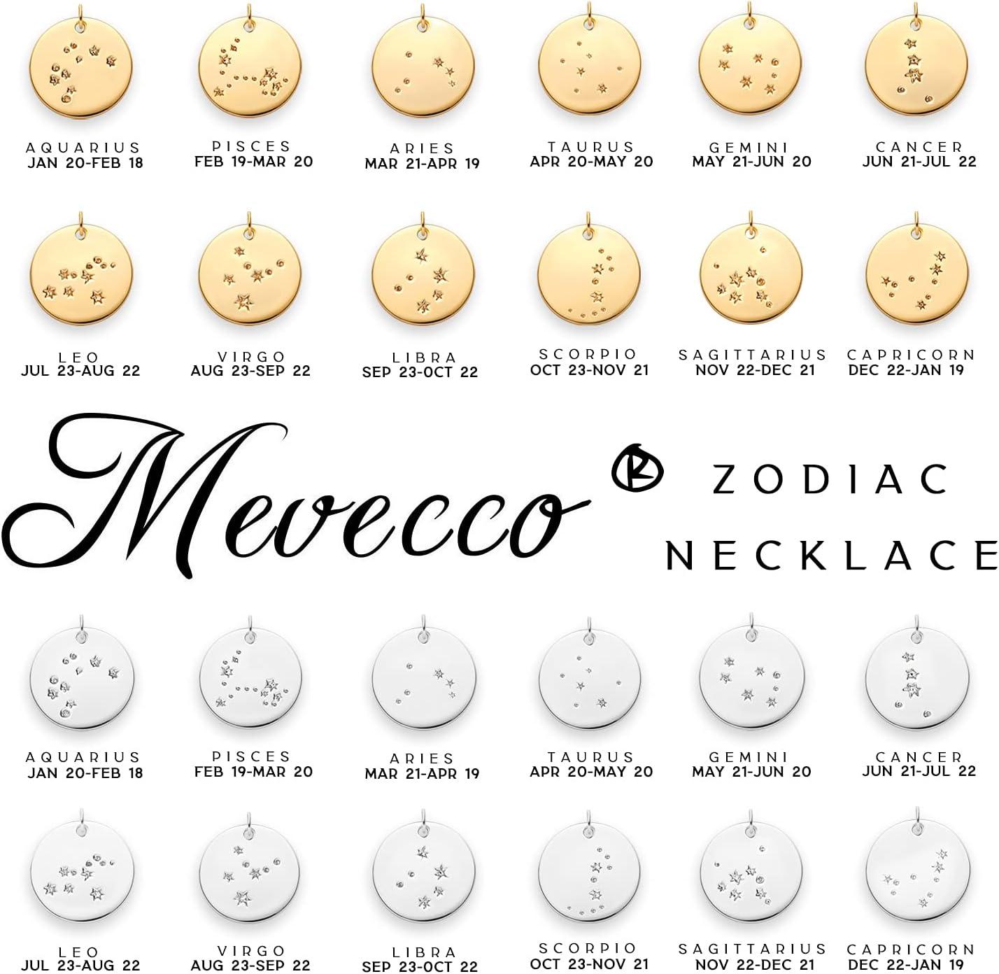 imageMEVECCO Gold Necklace Coin Disc Zodiac 12 Constellation Star Connected Engraved Horoscope Sign Astrology Pendant 18K Gold Plated Chain Dainty Personalized Simple JewelryCapricorn silver