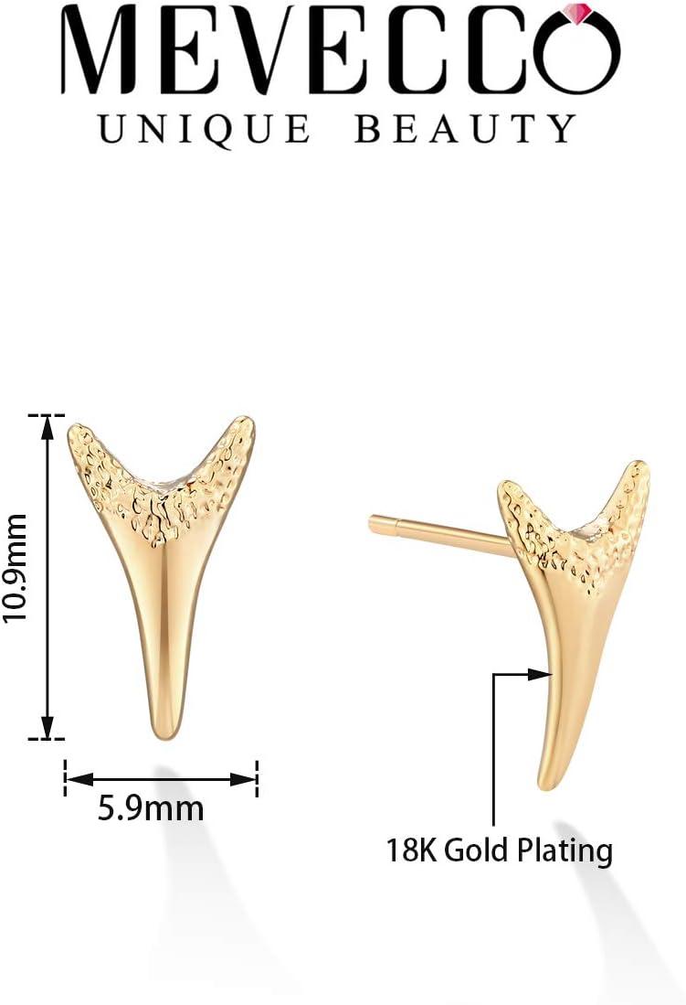 imageMEVECCO Tiny Shark Teeth Stud Earrings for Women 18K Gold Plated Stud Earrings Dainty Pave CZ Mini Cute Shark Teeth Simple Delicate Minimalist Stud Earrings Gift for Her