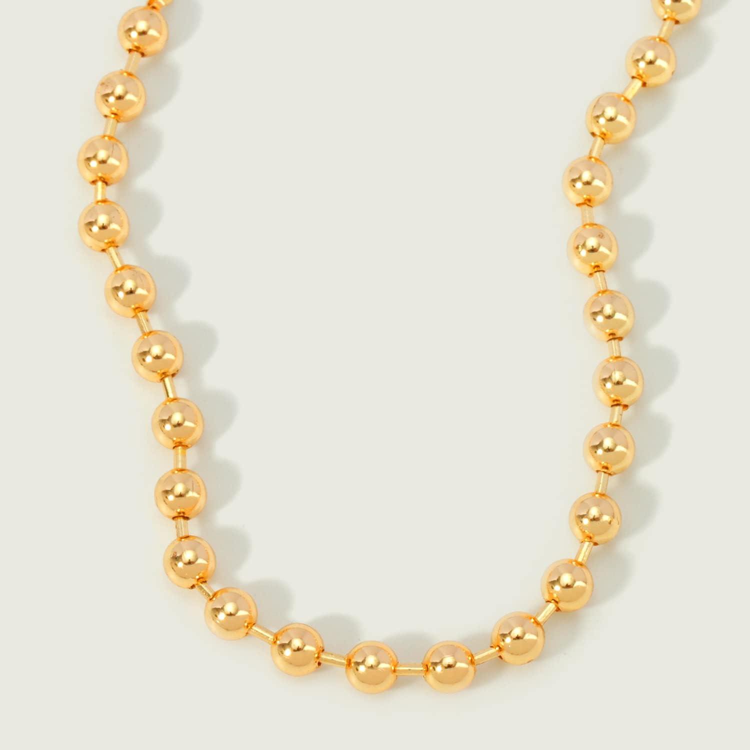 imageMEVECCO Gold Beaded Bracelets14K Gold Plated Handmade Cute Satellite Round Beads Dainty Chain Bracelet for Women 4mm