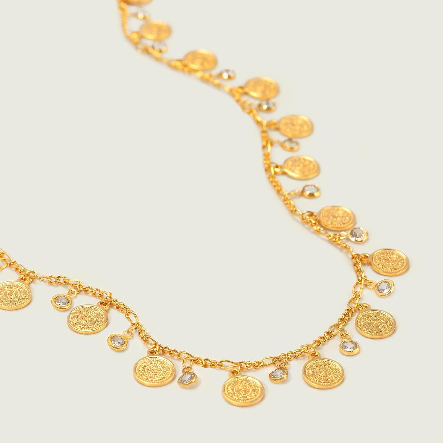 imageMEVECCO Gold Choker Necklace 14K Gold Plated Dainty Chain Necklace Short Chain Necklace Boho Handmade Choker Necklace Jewelry GiftCoin