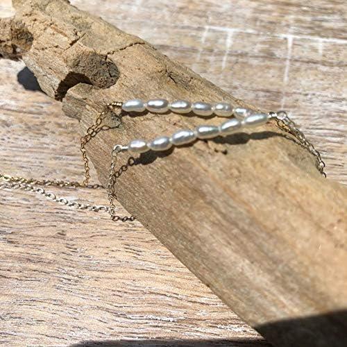 imageMEVECCO Women Gold Anklet Boho Delicate Handmade 18k Gold Plated Dainty Beach Pearl Foot Chain Ankle Bracelet Adjustable Wafer Anklet for Women ANKPearl