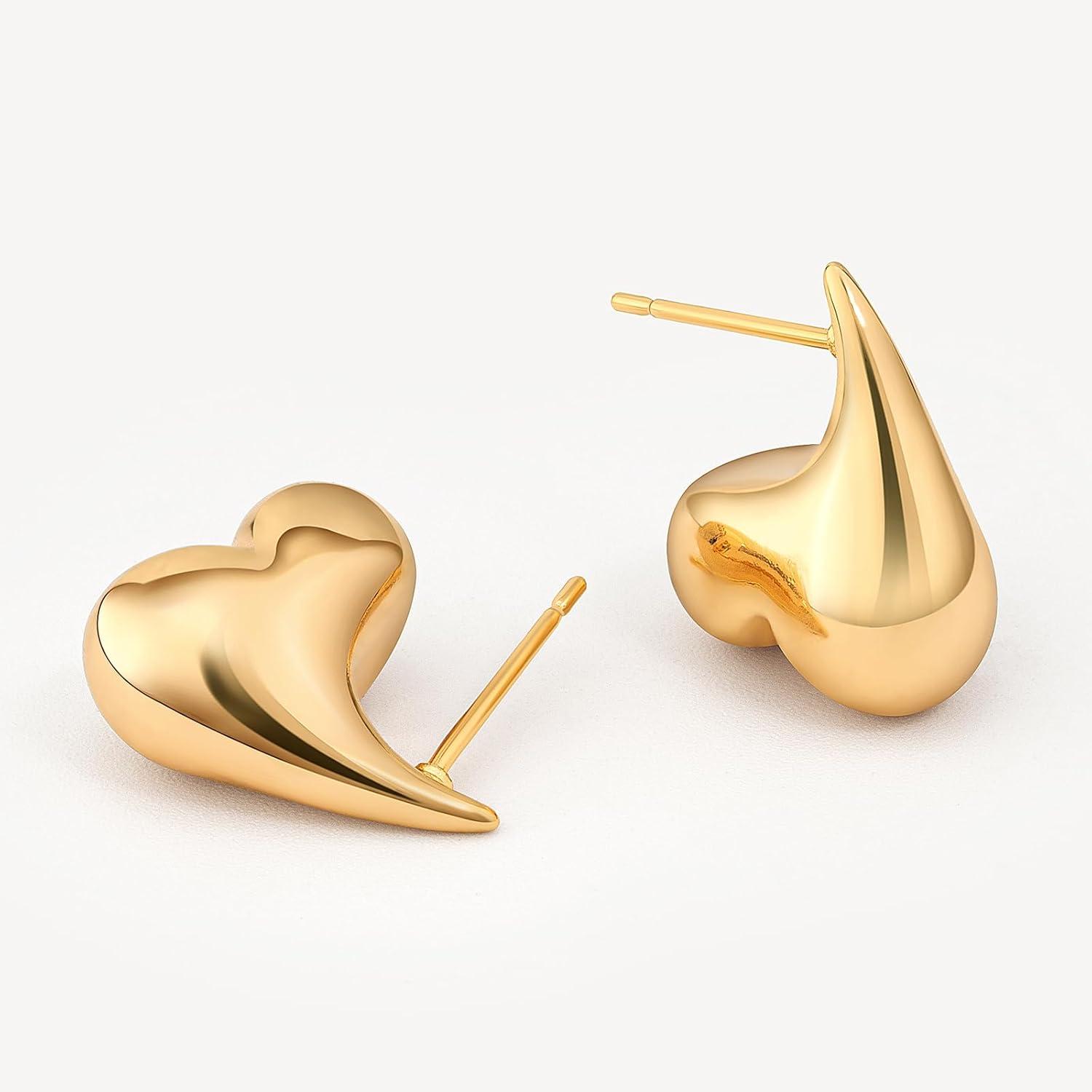 imageMEVECCO Gold Stud Earrings for Women 18K Gold Plated Dainty Earrings Studs Minimalist Cubic Zircon Earrings for HerHeart