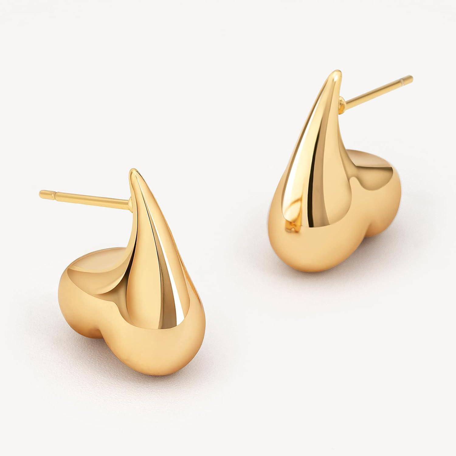 imageMEVECCO Gold Stud Earrings for Women 18K Gold Plated Dainty Earrings Studs Minimalist Cubic Zircon Earrings for HerHeart