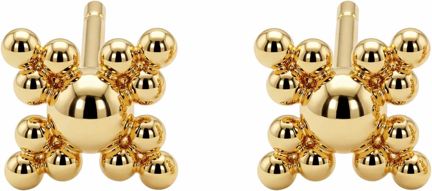 imageMEVECCO Tiny Beads Stud Earrings for Women 18K Gold Plated Stud Earrings Dainty Pave CZ Mini Cute Flower Simple Delicate Minimalist Stud Earrings Gift for Her