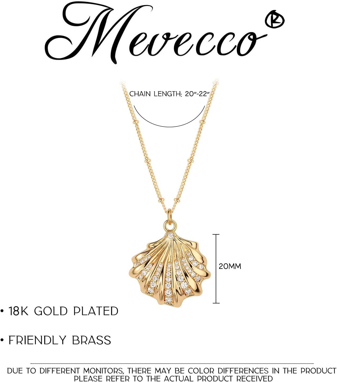 imageMEVECCO Dainty Gold Seashell Pendent Necklace Ocean Necklace for Women 18K Gold Plated Necklace Boho Handmade Summer Beach Necklace JewelryCZ Shell
