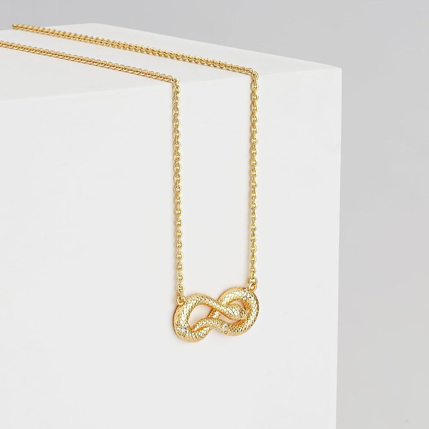 imageMEVECCO Dainty Gold Snake Necklace for Women 18k Gold Plated Snake Charm Pendent Necklace Minimalist Delicate Handmade Boho Jewelry For HerCurve Snake