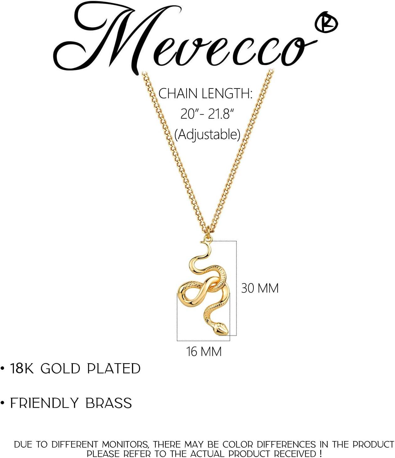 imageMEVECCO Dainty Gold Snake Necklace for Women 18k Gold Plated Snake Charm Pendent Necklace Minimalist Delicate Handmade Boho Jewelry For HerGLD Snake