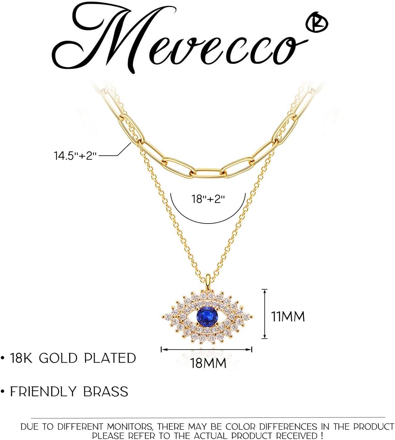 imageMEVECCO Layered Heart Necklace Pendant Handmade 18k Gold Plated Dainty Gold Choker Arrow Bar Layering Long Necklace for WomenLayer Blue Eyes
