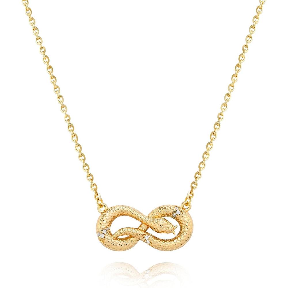 imageMEVECCO Dainty Gold Snake Necklace for Women 18k Gold Plated Snake Charm Pendent Necklace Minimalist Delicate Handmade Boho Jewelry For HerCurve Snake