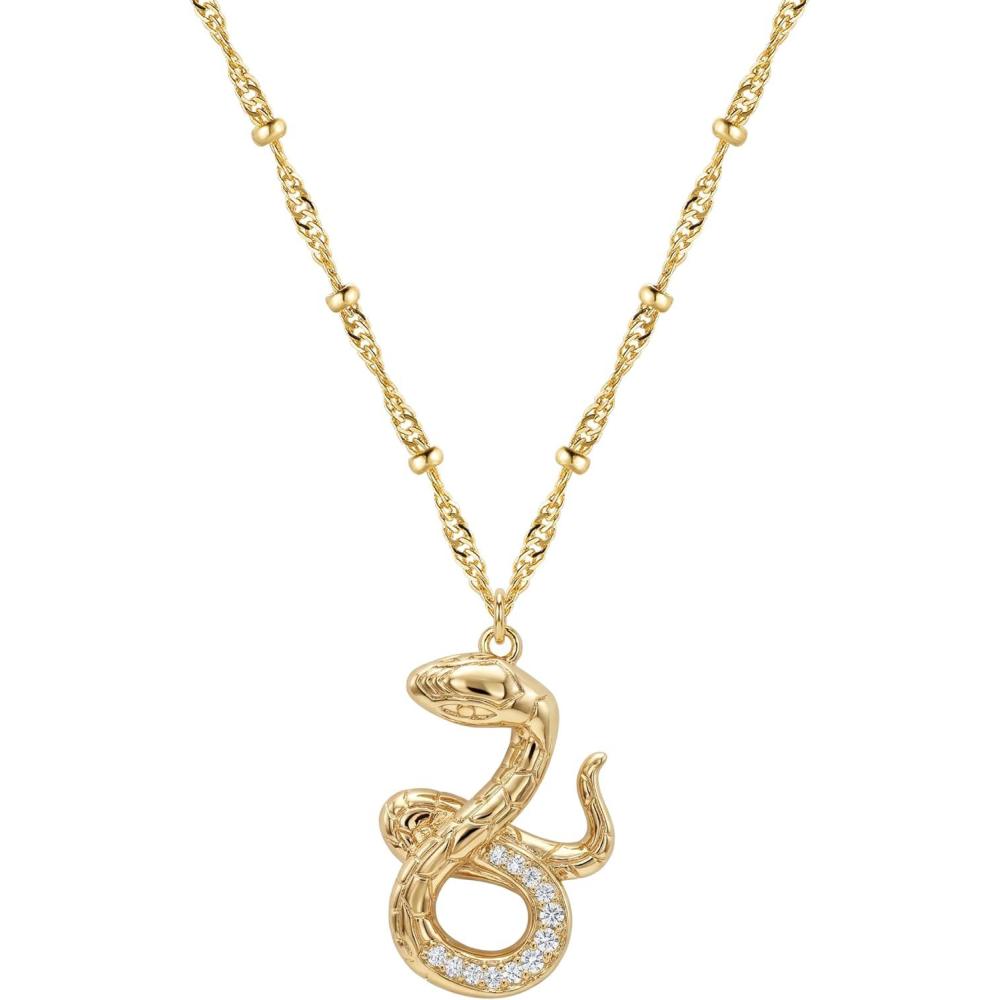 imageMEVECCO Dainty Gold Snake Necklace for Women 18k Gold Plated Snake Charm Pendent Necklace Minimalist Delicate Handmade Boho Jewelry For HerCute Snake