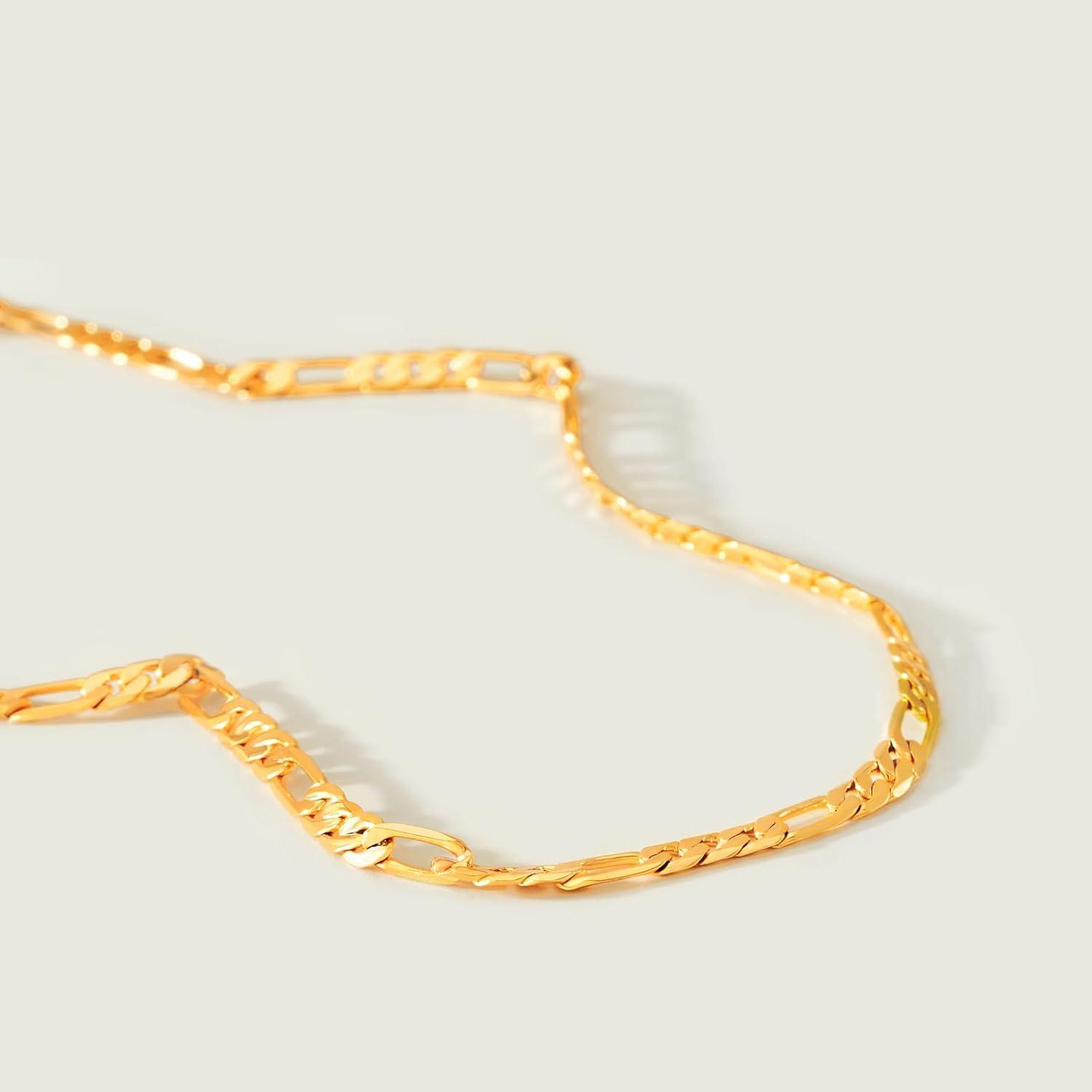 imageMEVECCO Dainty Gold Link Chain Anklet14K Gold Plated Handmade Cute Dainty Anklet for WomenFigaro