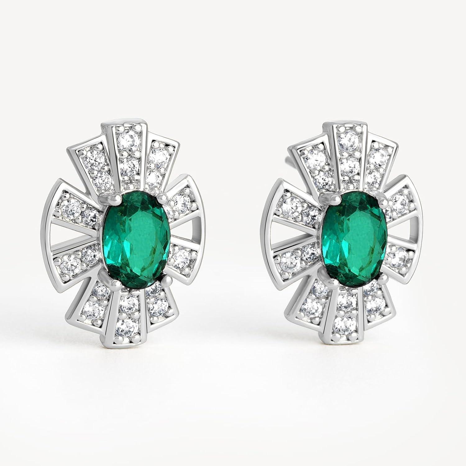 imageMEVECCO Gold Stud Earrings for Women 18K Gold Plated Dainty Emerald Cubic Zircon Stud Earrings Simple Minimalist Stud Earrings Jewelry Gifts for HerWG Flowers